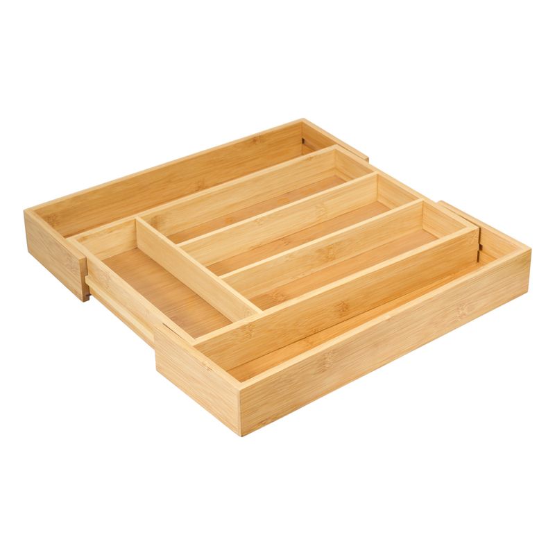 Organizador para Cubiertos Extensible Marrón Bambú (29 x 5 x 38 cm