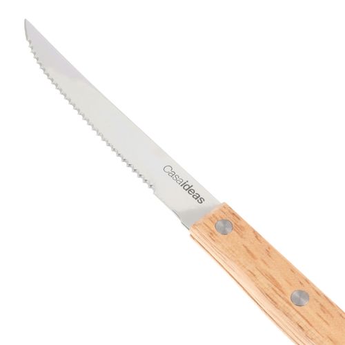 Set 6 Cuchillería Asado y Tenedores de Acero Inoxidable y Madera