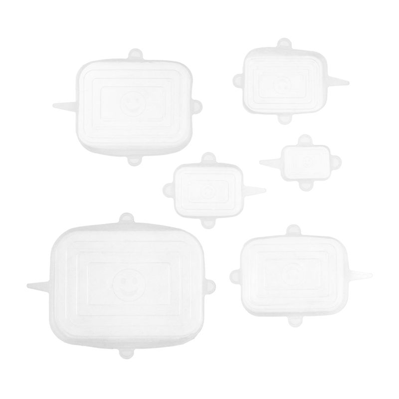 Set de 6 piezas Tapas de silicona ajustables Cocina Reutilizables  ecológicas Varios tamaños (6,3cm hasta 19,5cm) Tapas Silicona para Alimentos