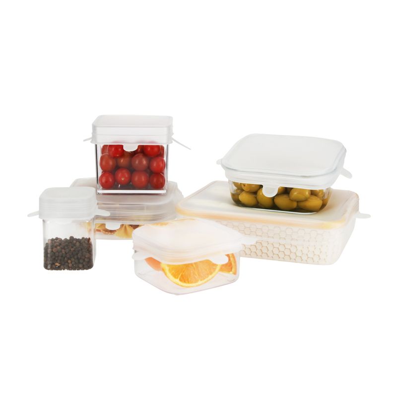 Set de 6 piezas Tapas de silicona ajustables Cocina Reutilizables  ecológicas Varios tamaños (6,3cm hasta 19,5cm) Tapas Silicona para Alimentos