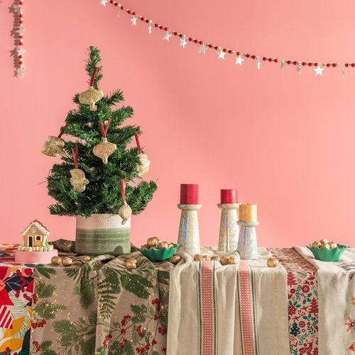 Vela metálica navideña roja