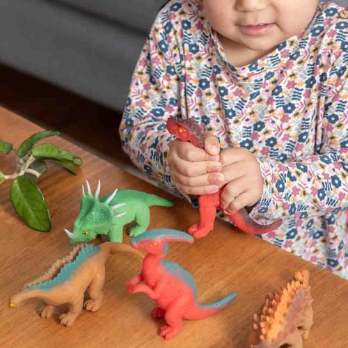Set 2 Dinosaurios Apretables De Goma