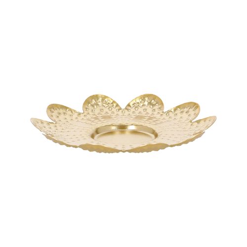 Portavela en Forma de Flor plana Dorada