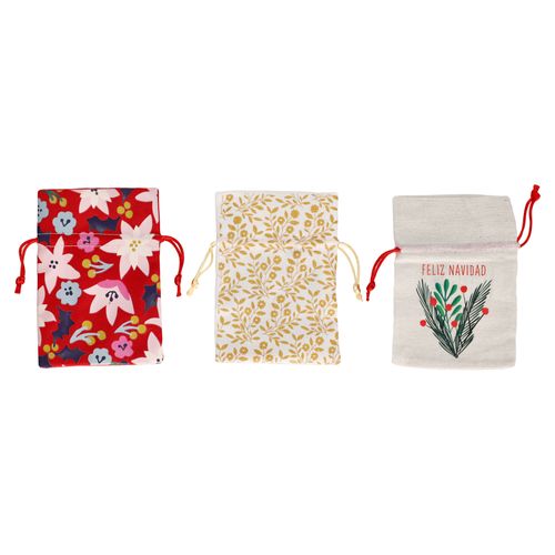 SET 3 Bolsitas Navideñas Tela