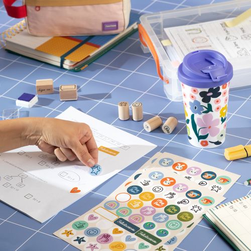 Block con stickers escolar