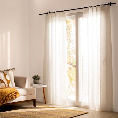 Set 2 Cortinas Textura con Presillas Visillo