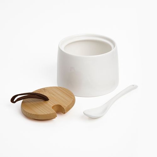 Mermeladero con cuchara de porcelana
