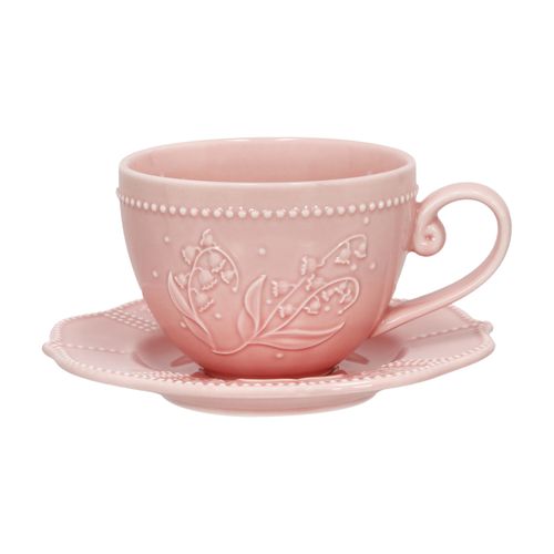 Taza con plato de porcelana