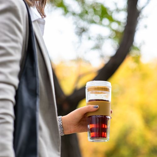 Vaso con tapa de vidrio