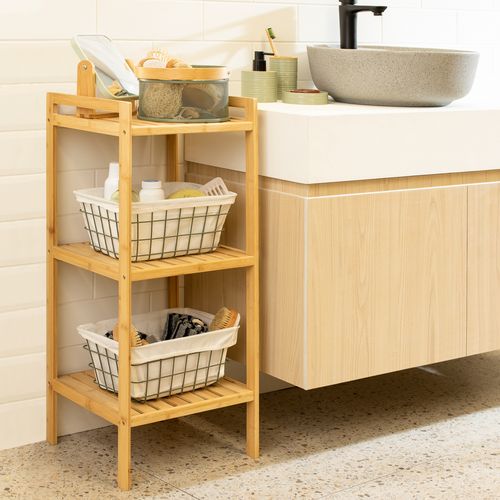 Repisa Baja 3 bandejas MDF y Madera Bambú