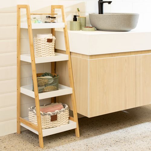 Repisa Tijera 4 niveles MDF y Madera Bambú