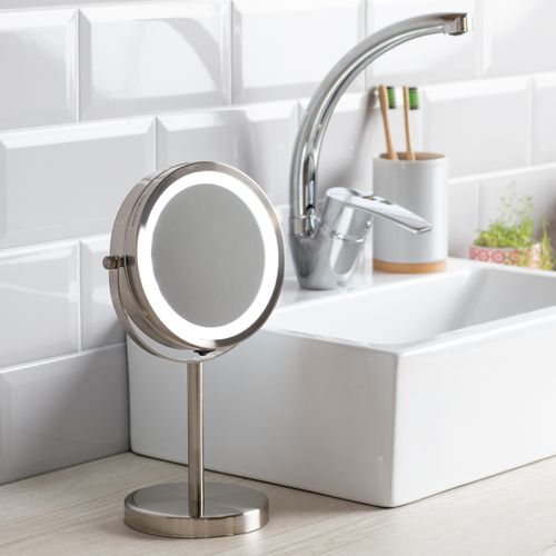 Espejo Pedestal Luz Led 5X Metal