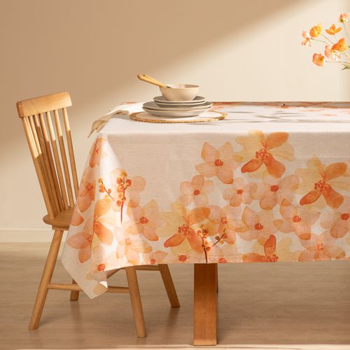 Mantel con Diseño de Flores de Lino