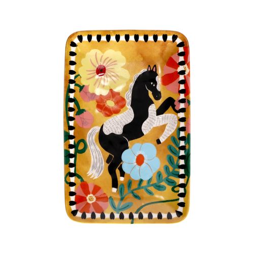 Plato Rectangular con Diseño de Cerámica