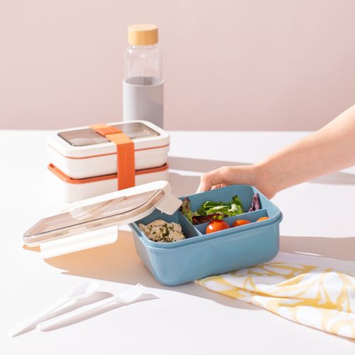 Contenedor de Alimentos con Divisor y Cubiertos