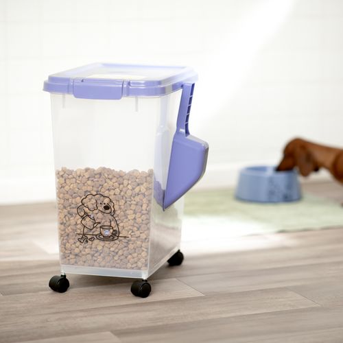 Contenedor para Comida de Mascotas con Ruedas de Plástico