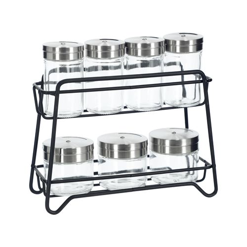 Set 7 Especieros con rack 2 niveles vidrio