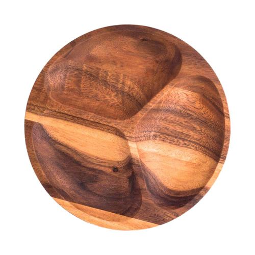 Fuente de Madera Redondo con Separaciones Madera - Acacia