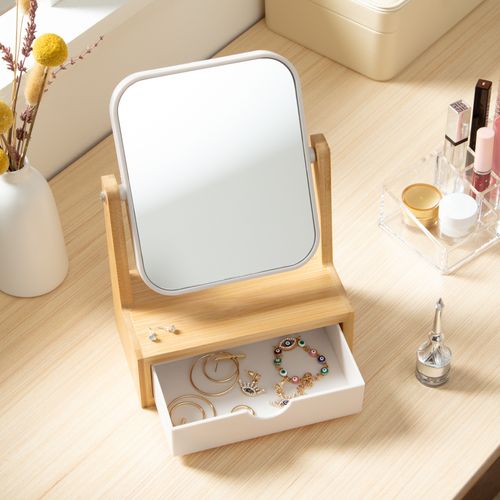 Espejo con cajonera bambú