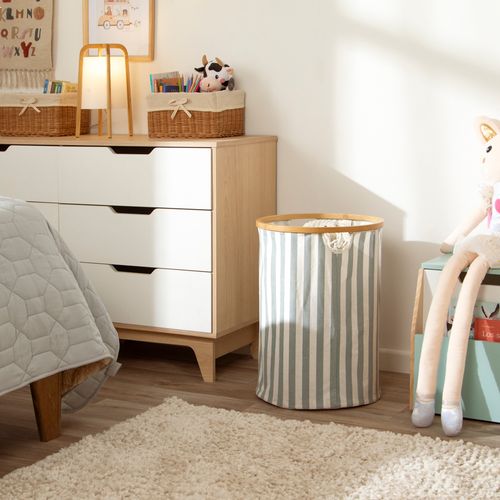 Canasto para ropa bambu y tela