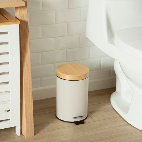 Papelero De Metal y Bambu