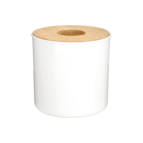 Porta rollos de papel de bambu y plastico