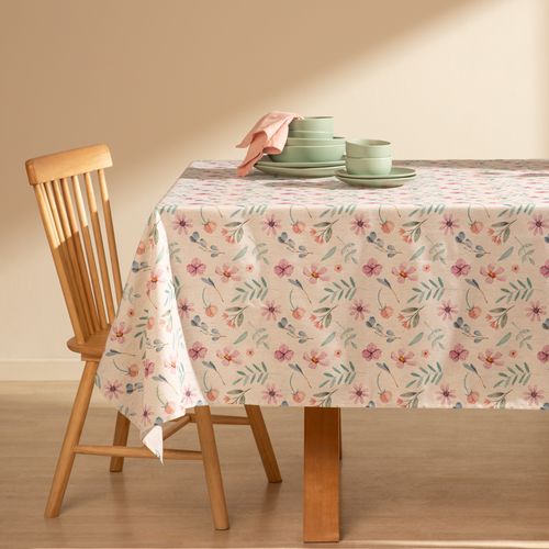 Mantel con Diseño de Flores de Lino