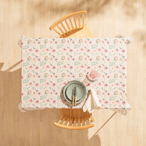 Mantel con Diseño de Flores de Lino