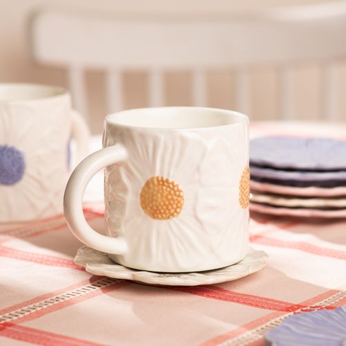 Mug con Diseño Flor de Cerámica