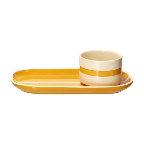 Set Pocillo con Plato de Porcelana