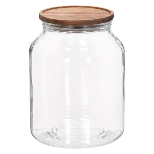 Canister con Tapa de Madera de Vidrio